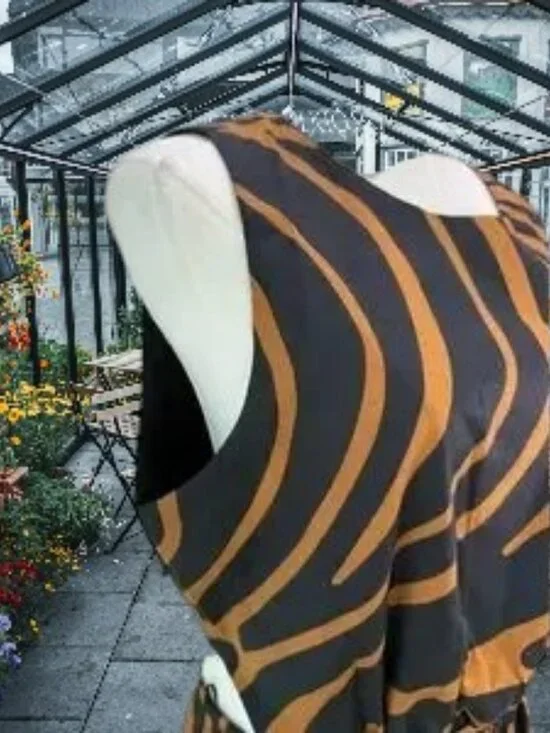 Banana Republic Brown Zebra Print Linen Blend Cut-Out Midi Dress Size:12 NWOT - Picture 7 of 12